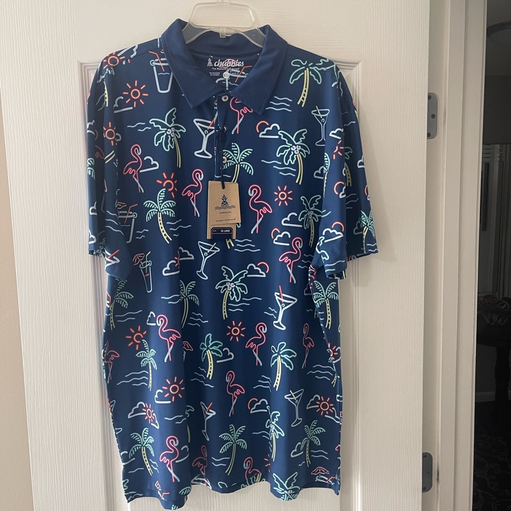 Chubbies Navy Polo with Neon Accents Polo